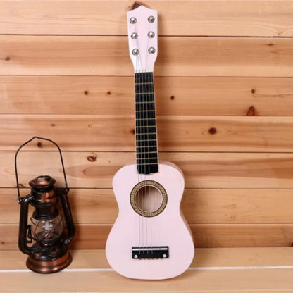 Guitarra infantil de madera maciza con perilla de cuerda ajustable, instrumento infantil multicolor, juguete clásico de alta calidad de sonido.