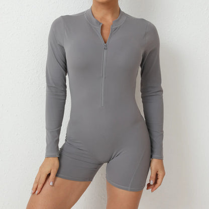 V Back Scrunch One-Piece Suit Push Up Sports Jumpsuit Woman Fitness Zipper Overalls Workout Rompers Women Gym Bodysuits Female