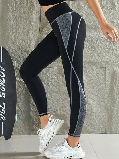 Leggings de yoga multicolor de cintura alta con diseño moldeador de abdomen, ideales para gimnasio, deportes y correr. Pantalones de yoga elásticos en cuatro direcciones.