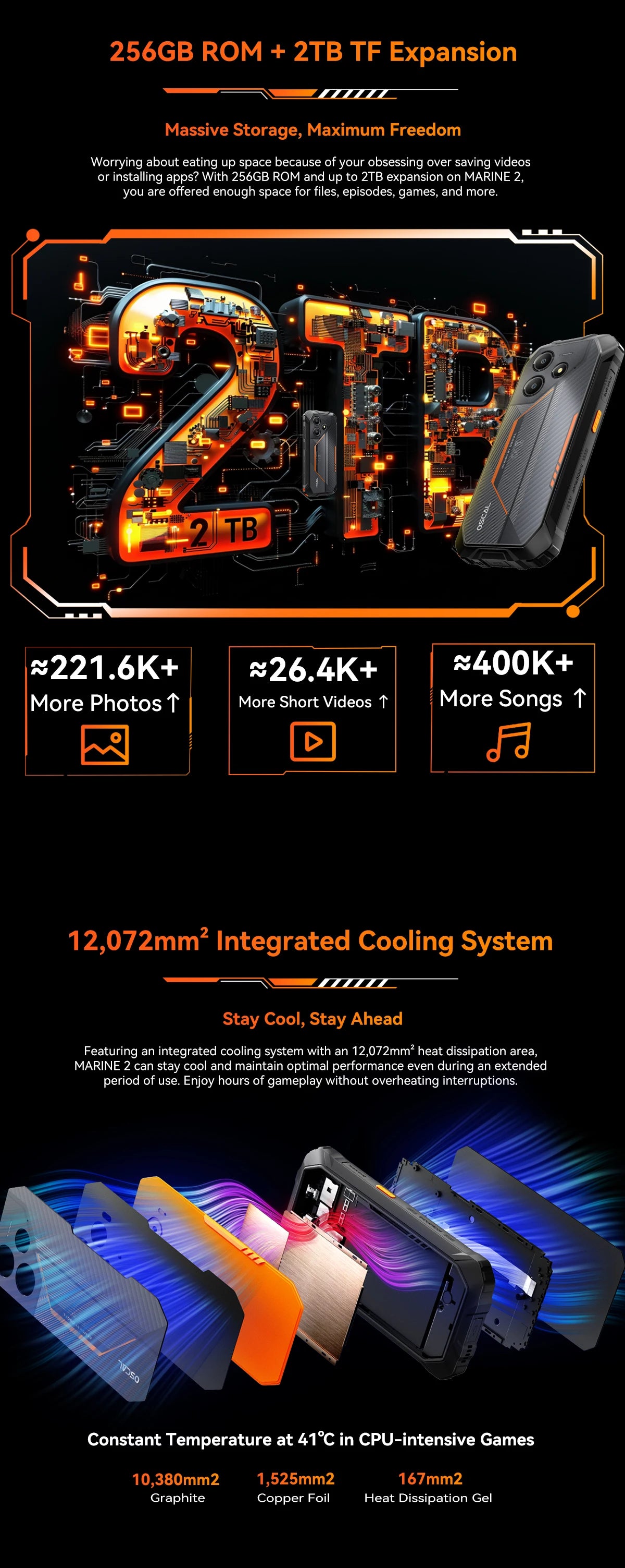 Teléfono resistente Blackview OSCAL Marine 2, 8 GB de RAM, 256 GB de almacenamiento, smartphone con IA, batería de 11000 mAh, pantalla HD+ de 6,56", procesador Unisoc T61, Android 15 y NFC.