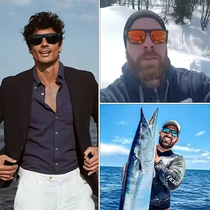 Gafas de sol deportivas de moda, polarizadas, con protección UV, personalizadas, con montura cuadrada de metal, para hombre y mujer, con protección UV400.