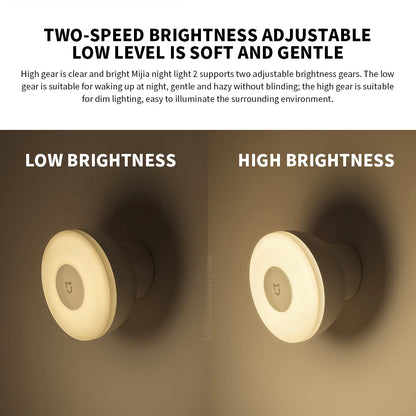 Luz nocturna LED por inducción Xiaomi Mijia, 2 lámparas, brillo ajustable, sensor infrarrojo inteligente de presencia humana con base magnética