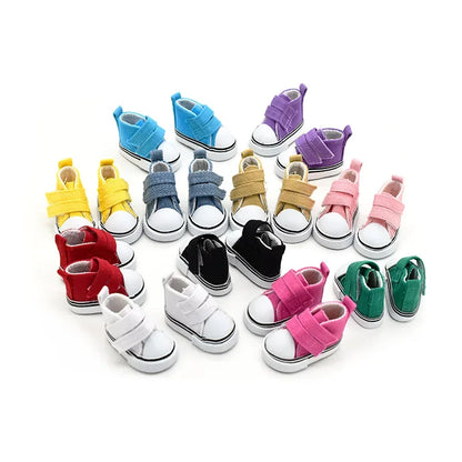 Accesorios BJD 5cm 1/6 Zapatos de muñeca Zapatos hechos a mano para muñecas Mini cordones de lona Accesorios de muñeca Juguetes casuales Regalo para niños