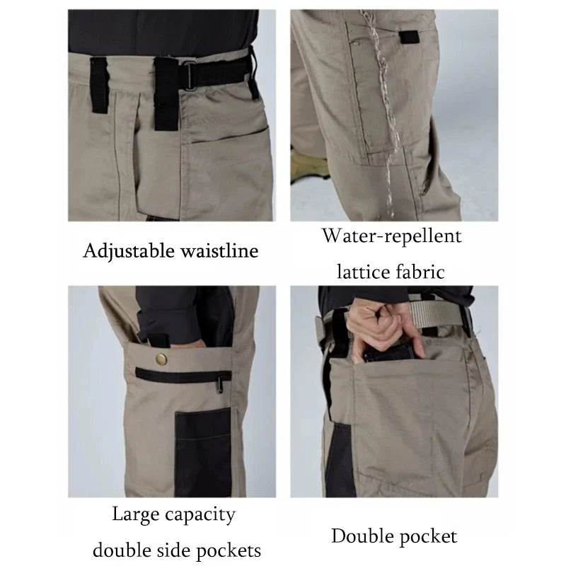 Pantalones cargo para hombre, pantalones de trabajo con múltiples bolsillos, pantalones tácticos casuales, ropa de abrigo para hombre, pantalones rectos resistentes al desgaste para otoño e invierno.