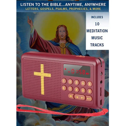 Reproductor de audio de la Biblia recargable con batería King James (versión antigua y nueva), cable de carga USB de 20 Hz y 20 KHz.
