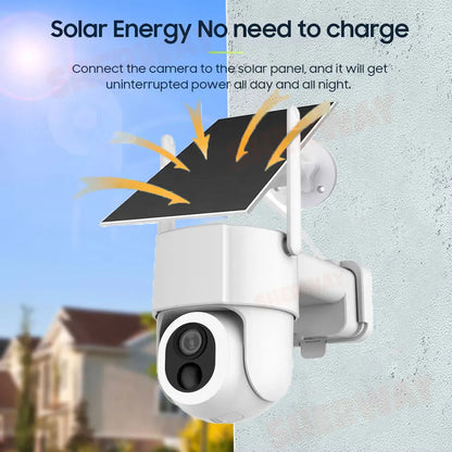 Cámara de seguridad WiFi solar Tuya para exteriores, inalámbrica, 5MP, batería de bajo consumo, cámara PTZ, detección de movimiento PIR, videovigilancia CCTV