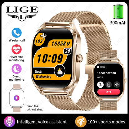 Reloj inteligente FOXBOX para mujer, con pantalla curva 3D, Bluetooth, llamadas, deportivo, resistente al agua, monitor de salud, para hombre y mujer.