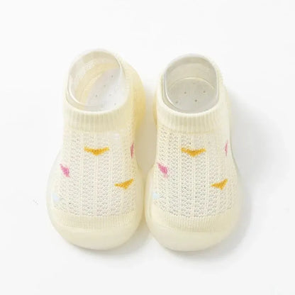 Zapatos para caminar para niños, zapatos de bebé, calcetines para bebé, zapatos antideslizantes para interiores, suela suave, superficie de malla, sandalias finas, pedal de un pie