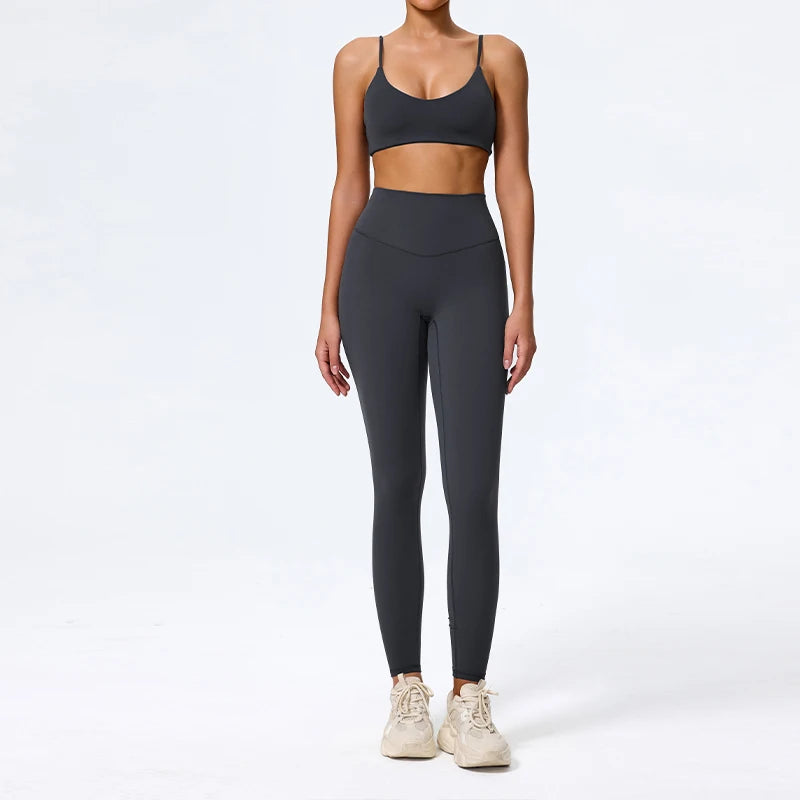 Ctenkevet - Conjunto deportivo de 2 piezas sin mangas para mujer, de verano, para gimnasio, yoga, de cintura alta, transpirable, mallas deportivas para mujer