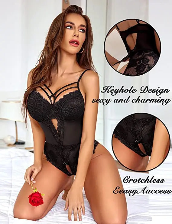 2025 Lencería de mujer Ropa interior sexy para mujer Bodys enteros Lencería erótica Conjunto de mujer Lencería femenina Fresa vs. Nuevo