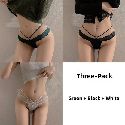 Bragas de cintura baja para mujer, sexys, deportivas, de seda helada, con encaje fino, ropa interior moderna