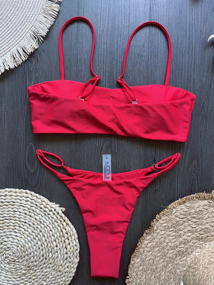 Bikini de diamantes 2025, bañador sexy para mujer, bikini bandeau con efecto push up, bañador femenino brillante, traje de baño floral, ropa de playa