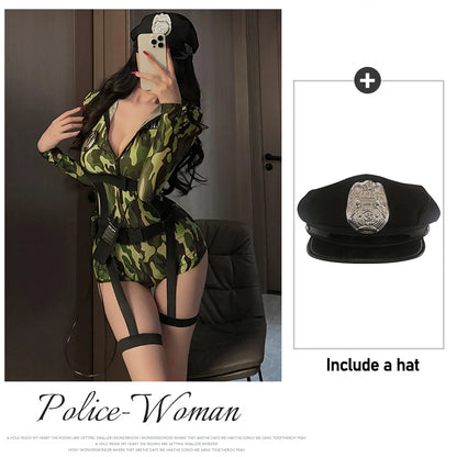 Sexy Policewoman Cop Uniform Cosplay Halloween Cop Jumpsuit Police Officer Costume Woman Role Playing Clothing Carnival Party