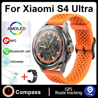 S4 Ultra para Xiaomi Pulsera Inteligente Reloj para Hombre Pantalla AMOLED HD Llamadas Bluetooth GPS Trayectoria NFC Frecuencia Cardíaca Brújula SmartWatches