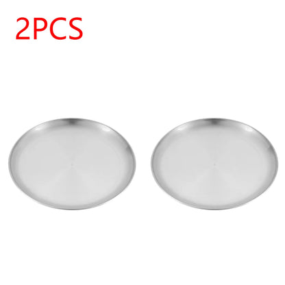 Plato de camping de acero inoxidable, vajilla, contenedor de alimentos, plato de picnic, utensilios de cocina, equipo de camping para senderismo, suministros de camping, nueva base