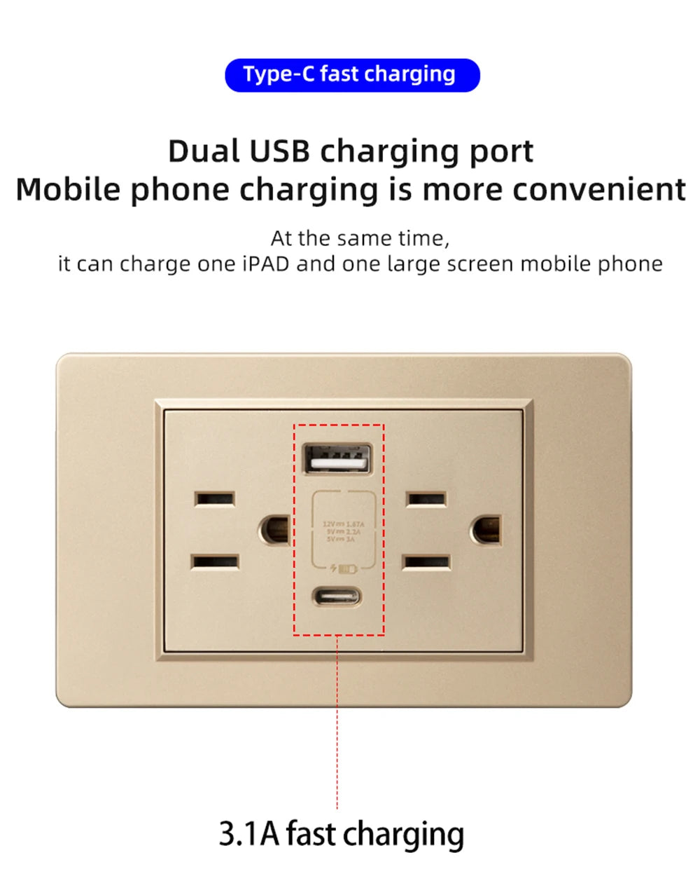 Adaptador de enchufe de pared USB Herepow serie 118 estándar estadounidense de Tailandia, tipo C, carga rápida de 3.1 A para electrodomésticos inteligentes Google Home