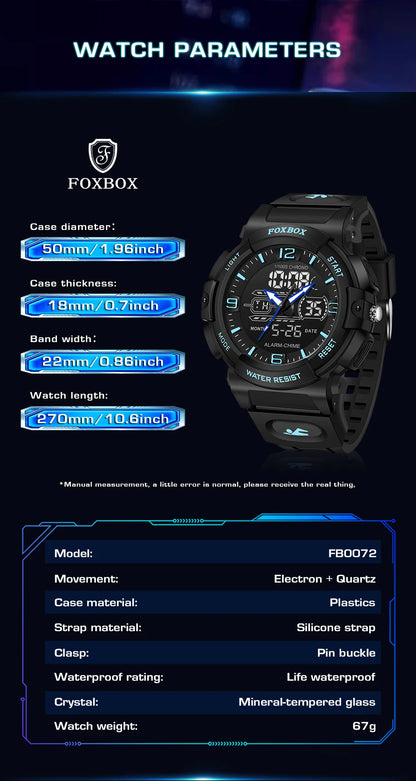 LIGE-Reloj de pulsera deportivo militar para hombre, nuevo, resistente al agua hasta 50 m, con alarma y pantalla LCD dual, de cuarzo