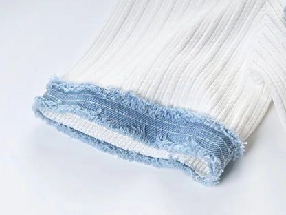 Elegante vestido largo de punto para mujer, con contraste, cuello redondo, manga corta, botones metálicos, corte ajustado, ideal para oficina y viajes.