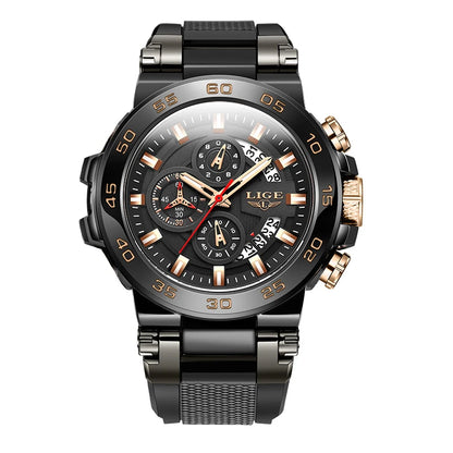 Relojes LIGE 2025 para hombre, nuevos, a la moda, con correa de silicona, sencillos, deportivos, militares, con fecha, resistentes al agua 50M, de cuarzo, para caballero, reloj + caja.