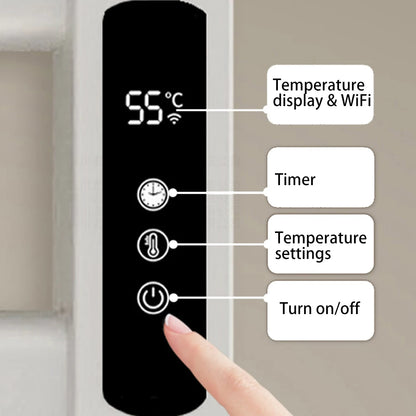 Termostato digital con pantalla, temporizador y sensor para tuberías de acero en el baño. Calentador eléctrico de toallas.