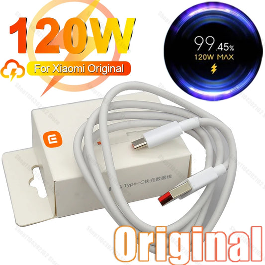 Cable USB tipo C original de 120 W para Xiaomi Tipo 6A Turbo, carga superrápida, Mi 14, 13 Ultra, 13T Pro, Redmi Note 13, K80, Poco