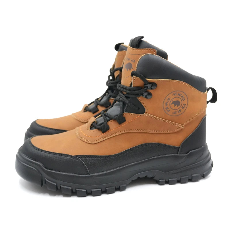 Nuevos zapatos de seguridad de moda, de caña alta, antiaplastamiento y antiperforación, con puntera de acero, resistentes al desgaste, para trabajo, calzado de protección para hombre.