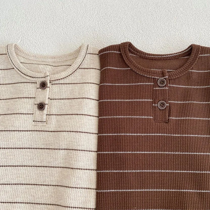 Ropa para niños de 0 a 3 años, conjunto de camiseta y pantalones cortos de algodón puro a rayas de verano, conjunto de manga corta para niñas y vacaciones en la playa