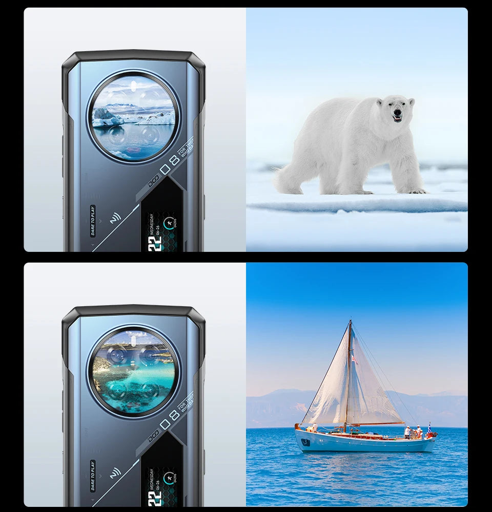 Teléfono robusto DOOGEE V40 Pro 5G versión global, pantalla de 6,78", 16 GB + 512 GB, dimensiones 7300, cámara con IA de 200 MP, 8680 mAh, cargador rápido de 33 W.