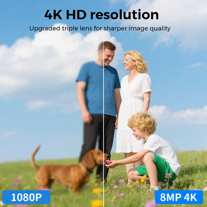 Cámara WiFi de 8 MP, PTZ, doble pantalla, seguimiento automático, visión nocturna, CCTV, cámara de seguridad para exteriores, IP de 4 MP, icsee