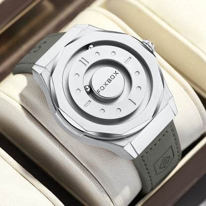 FOXBOX Reloj de negocios de lujo para hombre, resistente al agua hasta 30 m, diseño personalizado, correa de acero inoxidable, reloj de cuarzo para hombre, regalo de moda