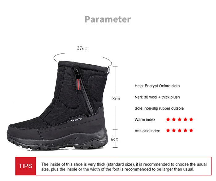 Botas de nieve de invierno para hombre, impermeables, con aislamiento, cálidas y cómodas para exteriores.