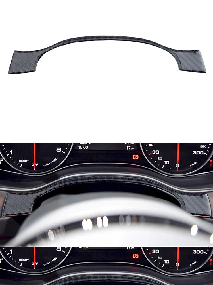 Accesorios decorativos para el interior del coche Audi A6 A7 2012 2013 2014 2015 2016 2017 2018, pegatinas negras de fibra de carbono, embellecedor de cubierta.