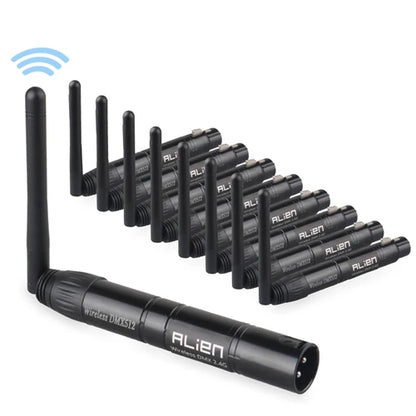 Controlador inalámbrico ALIEN DMX512, receptor y transmisor, 2,4 G, ISM, distancia de comunicación de 300 m, para escenarios, DJ, discotecas, bares y luces.