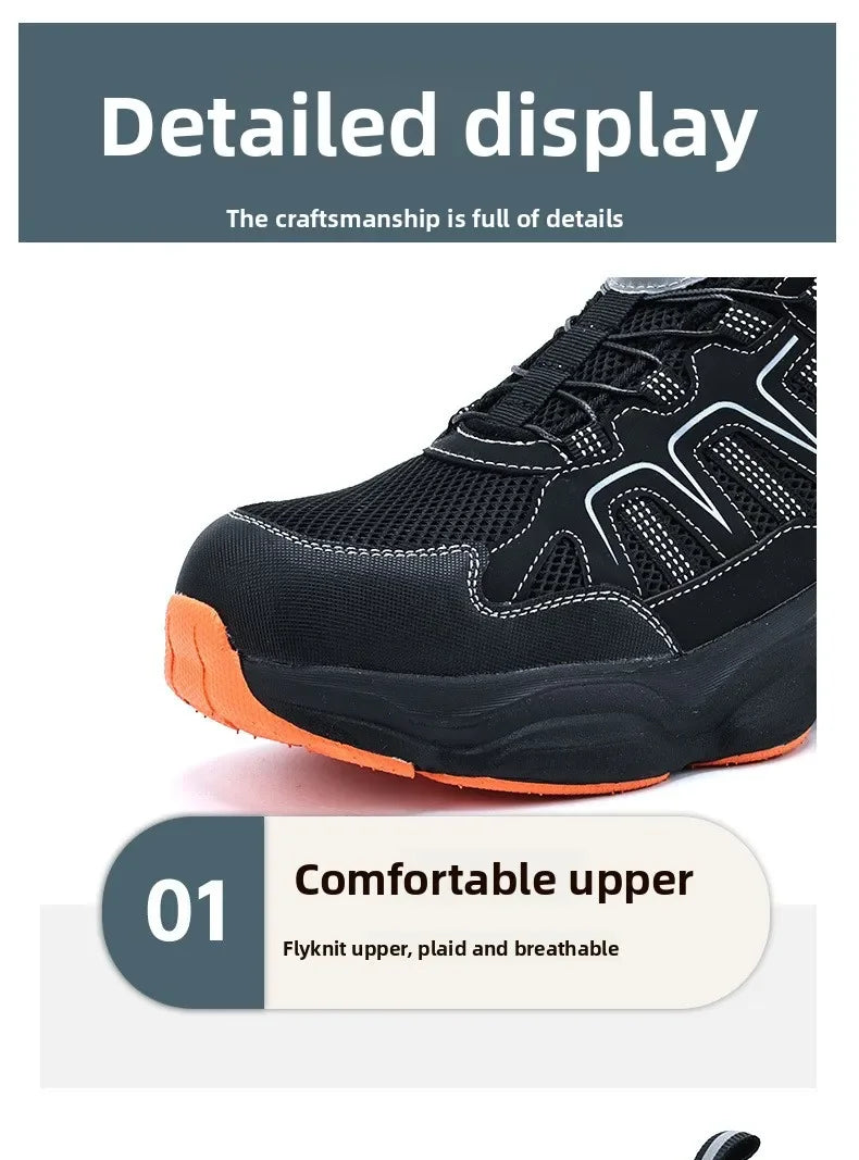 Calzado de seguridad laboral para hombre, resistente a impactos y perforaciones, con puntera de acero, tejido ligero y protección Flykned.