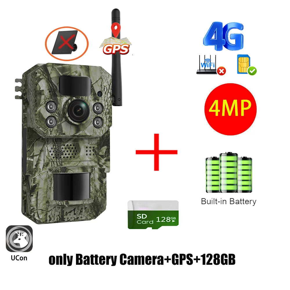 Cámara INQMEGA4G 2K 5MP con sensor de movimiento PIR, temporizador de disparo, visión nocturna, IP66, ideal para caza, senderismo, fauna silvestre, con batería y carga solar.