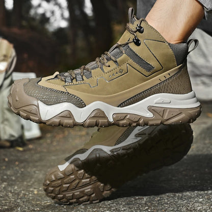 Retro Outdoor Motorcycle Boots Male Comfortable Leather Ankle Boots for Men New Trend Biker High Top Shoes Leisure Walk Botas