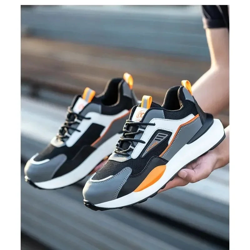 Zapatos de trabajo para hombre nuevos, con punta de acero, antigolpes y antipuñalamientos, transpirables y antideslizantes.