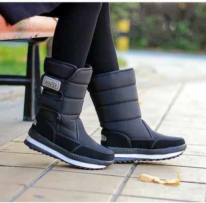 Botas de nieve gruesas, antideslizantes, cálidas, de terciopelo, para hombre y mujer, de algodón, para invierno.