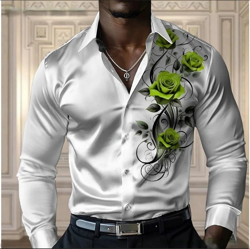 Camisa rosa de alta gama para hombre, camisa informal y cómoda de manga larga con botones, camisa moderna para las cuatro estaciones, diseño de tallas grandes