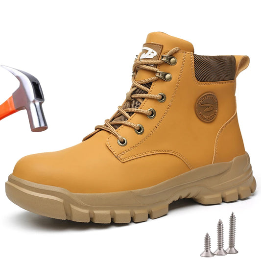 Botas de seguridad de caña alta para hombre, zapatos de seguridad impermeables con punta de acero, zapatos de soldador para construcción, zapatos de trabajo protectores, talla 47 48