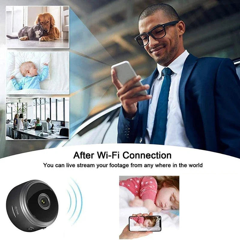 Minicámara WiFi de 9 pulgadas, grabadora de video inalámbrica, grabadora de voz, cámara de monitoreo de seguridad para el hogar inteligente para bebés y mascotas.