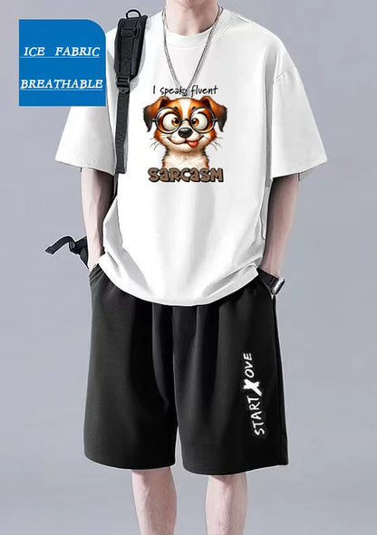Ropa deportiva de verano para hombre 2025: camiseta fina y transpirable y pantalones cortos casuales de moda para baloncesto y deportes de ocio.
