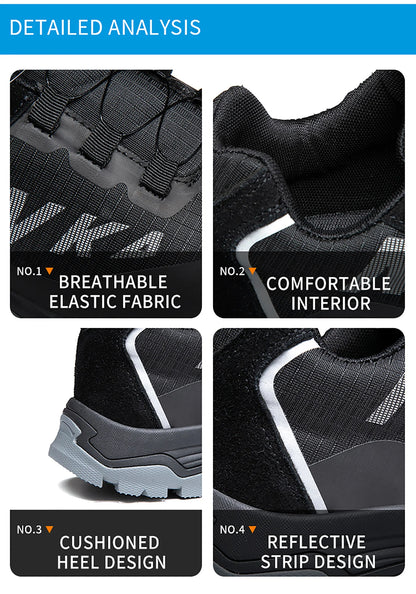 Nuevas botas de seguridad con hebilla giratoria para hombre, zapatillas de trabajo, botas para mujer, transpirables, con puntera de acero, resistentes a pinchazos.