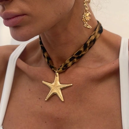Ingemark - Collar de cadena de terciopelo multicapa étnico para mujer, 7 estilos, 2025, nuevo colgante de metal con forma de caracola, estrella de mar y corazón, joyería para el cuello