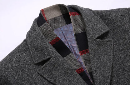 Abrigo de lana grueso con cuello tipo bufanda para hombre, ideal para otoño/invierno. Chaqueta de lana de alta calidad, estilo moderno y corte medio.