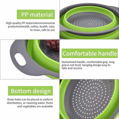 Colador plegable redondo, libre de BPA, cesta de drenaje para lavar frutas y verduras, colador de cocina, apto para lavavajillas.