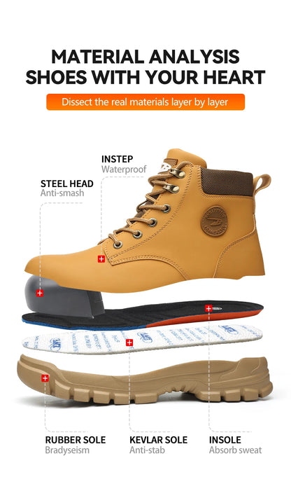 Zapatos con puntera de acero para hombre y mujer, zapatillas ligeras con puntera de acero antiaplastamiento, botas de trabajo indestructibles, calzado de seguridad para la construcción.
