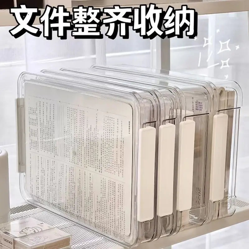 Caja para guardar documentos, documentos de escritorio, caja de clasificación de datos A4, libro de registro del hogar, bolsa para archivos, resistente al polvo y a la humedad.