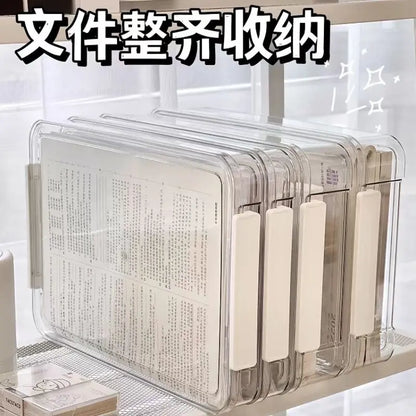 Caja para guardar documentos, documentos de escritorio, caja de clasificación de datos A4, libro de registro del hogar, bolsa para archivos, resistente al polvo y a la humedad.