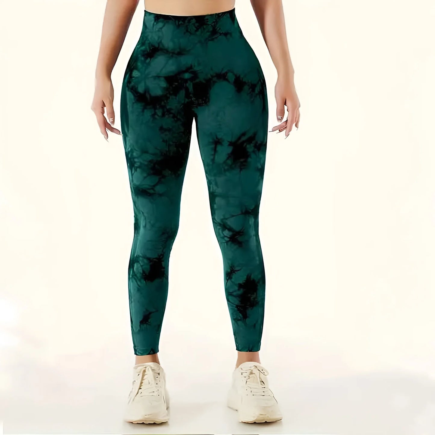 Leggings de entrenamiento sin costuras para mujer, cintura alta, levantamiento de glúteos, para deportes al aire libre, fitness, pantalones de yoga con efecto tie-dye